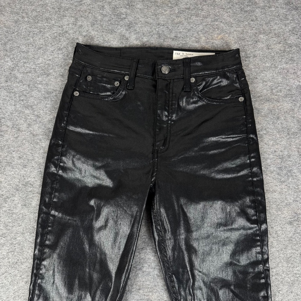 Rag & bone Nina High Rise Skinny Jeans 29" Coated Black Womens 26 - Picture 2 of 14